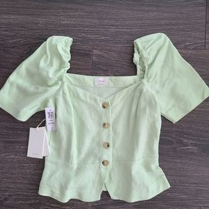 Wilfred aritzia janine top size small pale green